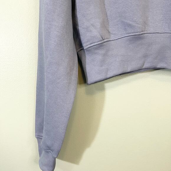 Refuge Cropped Hooded blue Sweatshirt long sleeve nwt Size M - Picture 4 of 9